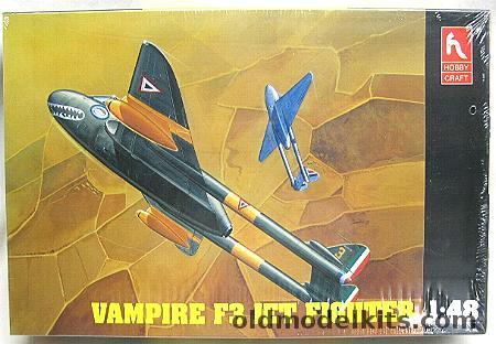 Hobby Craft 1/48 Vampire F3 Jet Fighter - Mexican or RCAF Canadian Air Forces, HC1549 plastic model kit